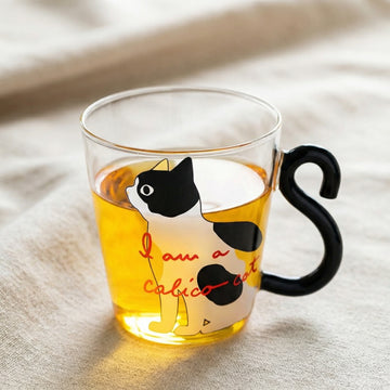 Calico Cat Illustrated Glass Mug