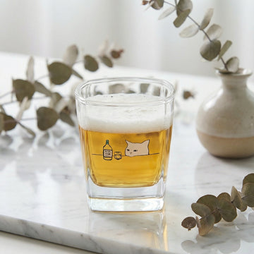 Cute Cat Illustrated Glass