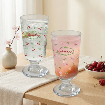 Cherry & Sakura Illustrated Goblet Glass