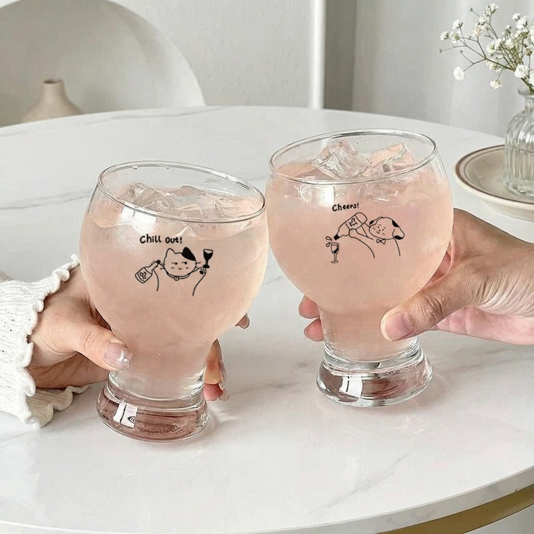 Cute Illustrated Goblet Glass